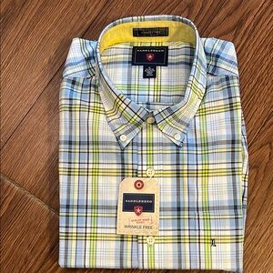 Saddlebred Blue and Yellow Casual Button Down Shirt
